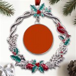 Orange Lego Texture Macro, Orange Dots Background Metal X mas Wreath Holly leaf Ornament Front