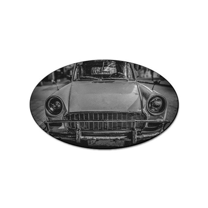 Classic Style Car Parked At Urban Street Sticker Oval (10 pack)