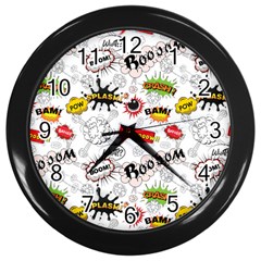 Pattern Seamless Texture Cartoon Wall Clock (black)