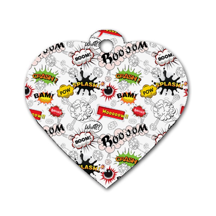 Pattern Seamless Texture Cartoon Dog Tag Heart (Two Sides)