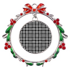 Frets Mosaic Pattern Geometric Metal X mas Wreath Ribbon Ornament