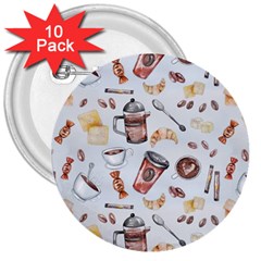 Coffee Mania Caffeine 3  Buttons (10 Pack)  by Bedest