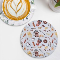 Coffee Mania Caffeine Uv Print Round Tile Coaster by Bedest