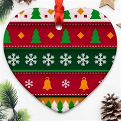 Christmas Time Pattern Christmas Ornament Ornament (heart)