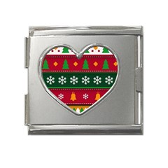 Christmas Time Pattern Christmas Ornament Mega Link Heart Italian Charm (18mm) by Bedest