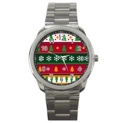 Christmas Time Pattern Christmas Ornament Sport Metal Watch by Bedest