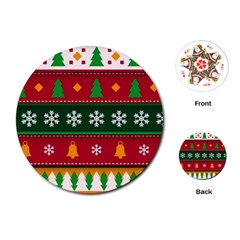 Christmas Time Pattern Christmas Ornament Playing Cards Single Design (round)