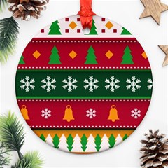 Christmas Time Pattern Christmas Ornament Round Ornament (two Sides) by Bedest