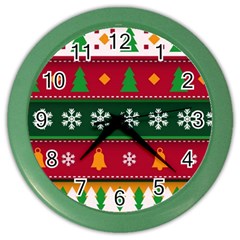 Christmas Time Pattern Christmas Ornament Color Wall Clock by Bedest