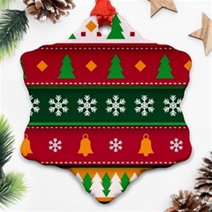 Christmas Time Pattern Christmas Ornament Snowflake Ornament (two Sides)