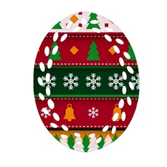 Christmas Time Pattern Christmas Ornament Ornament (oval Filigree)