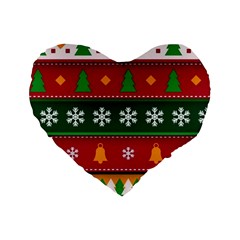 Christmas Time Pattern Christmas Ornament Standard 16  Premium Flano Heart Shape Cushions by Bedest