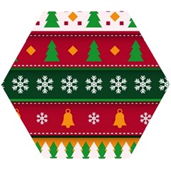 Christmas Time Pattern Christmas Ornament Wooden Puzzle Hexagon