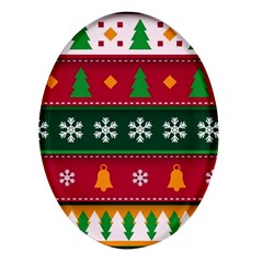 Christmas Time Pattern Christmas Ornament Oval Glass Fridge Magnet (4 Pack)