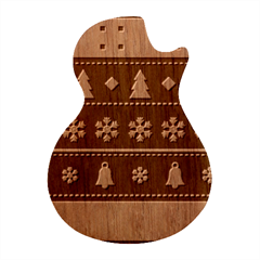 Christmas Time Pattern Christmas Ornament Guitar Shape Wood Guitar Pick Holder Case And Picks Set by Bedest