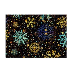 Gold Teal Snowflakes Gold Abstract Christmas Sticker A4 (10 Pack) by Bedest