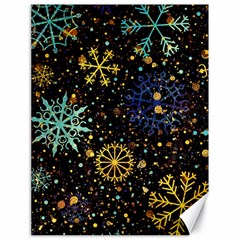 Gold Teal Snowflakes Gold Abstract Christmas Canvas 18  X 24  by Bedest