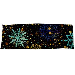 Gold Teal Snowflakes Gold Abstract Christmas Body Pillow Case Dakimakura (two Sides) by Bedest