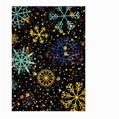 Gold Teal Snowflakes Gold Abstract Christmas Large Garden Flag (two Sides) by Bedest