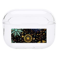 Gold Teal Snowflakes Gold Abstract Christmas Hard Pc Airpods Pro Case