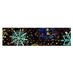 Gold Teal Snowflakes Gold Abstract Christmas Oblong Satin Scarf (16  X 60 ) by Bedest