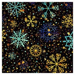 Gold Teal Snowflakes Gold Abstract Christmas Lightweight Scarf 