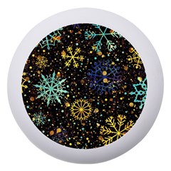 Gold Teal Snowflakes Gold Abstract Christmas Dento Box With Mirror by Bedest