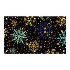 Gold Teal Snowflakes Gold Abstract Christmas Banner And Sign 5  X 3  by Bedest