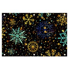 Gold Teal Snowflakes Gold Abstract Christmas Banner And Sign 6  X 4  by Bedest