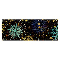 Gold Teal Snowflakes Gold Abstract Christmas Banner And Sign 8  X 3  by Bedest