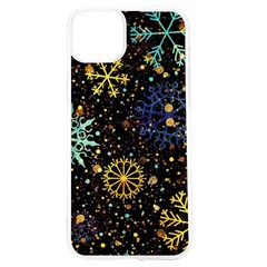 Gold Teal Snowflakes Gold Abstract Christmas Iphone 15 Tpu Uv Print Case by Bedest