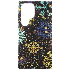 Gold Teal Snowflakes Gold Abstract Christmas Samsung Galaxy S24 Ultra 6 9 Inch Black Tpu Uv Case by Bedest