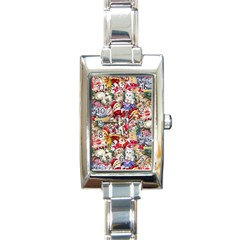 Pattern Kitten Christmas Rectangle Italian Charm Watch