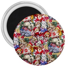 Pattern Kitten Christmas 3  Magnets