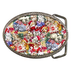 Pattern Kitten Christmas Belt Buckles