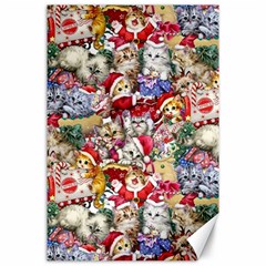 Pattern Kitten Christmas Canvas 24  X 36  by Bedest