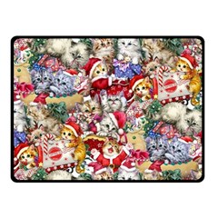 Pattern Kitten Christmas Fleece Blanket (small)