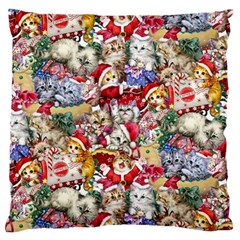 Pattern Kitten Christmas Large Cushion Case (one Side)