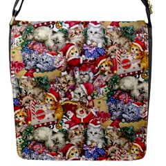 Pattern Kitten Christmas Flap Closure Messenger Bag (s)