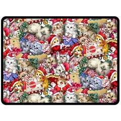 Pattern Kitten Christmas Two Sides Fleece Blanket (large) by Bedest