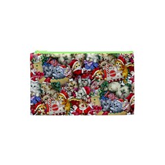 Pattern Kitten Christmas Cosmetic Bag (xs)