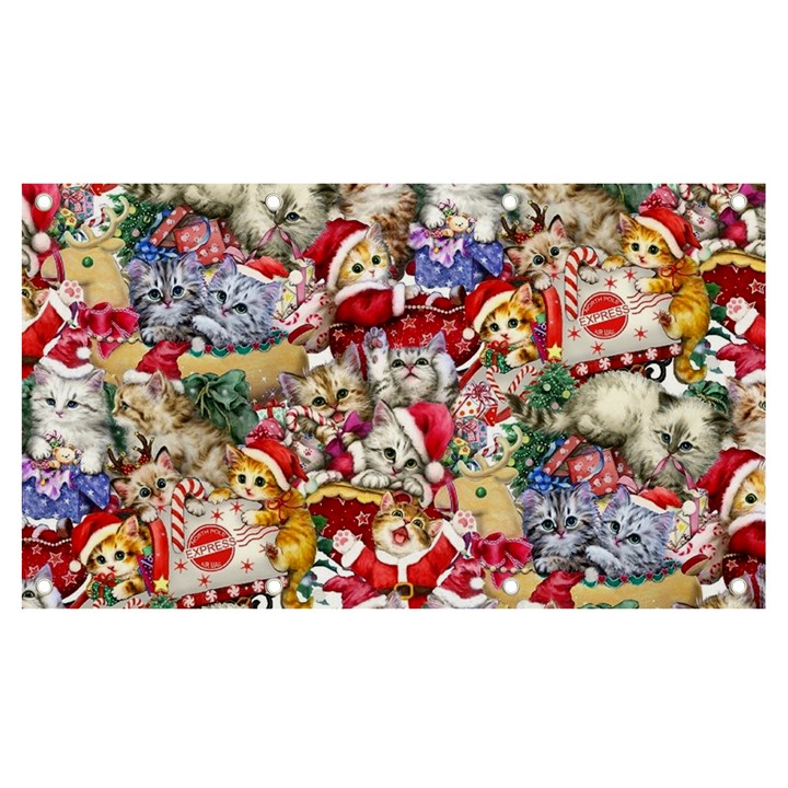 Pattern Kitten Christmas Banner and Sign 7  x 4 