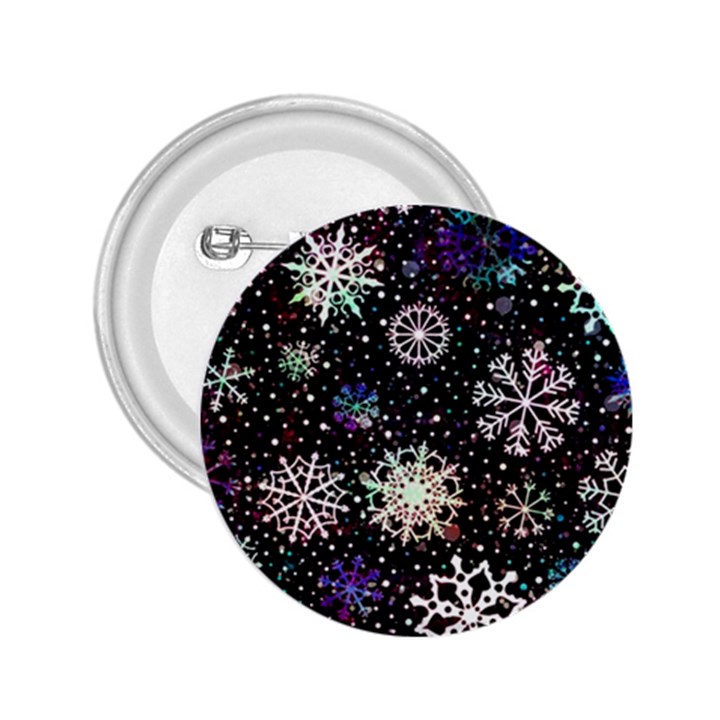 Shiny Winter Snowflake Abstract Christmas Cold Crystal December 2.25  Buttons