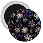 Shiny Winter Snowflake Abstract Christmas Cold Crystal December 3  Magnets Front