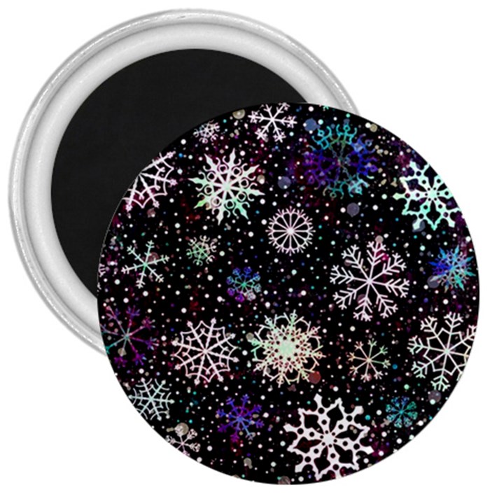 Shiny Winter Snowflake Abstract Christmas Cold Crystal December 3  Magnets