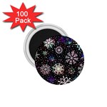 Shiny Winter Snowflake Abstract Christmas Cold Crystal December 1.75  Magnets (100 pack)  Front