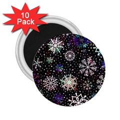 Shiny Winter Snowflake Abstract Christmas Cold Crystal December 2.25  Magnets (10 pack) 