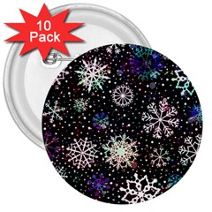 Shiny Winter Snowflake Abstract Christmas Cold Crystal December 3  Buttons (10 pack) 