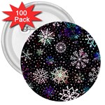 Shiny Winter Snowflake Abstract Christmas Cold Crystal December 3  Buttons (100 pack)  Front