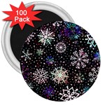 Shiny Winter Snowflake Abstract Christmas Cold Crystal December 3  Magnets (100 pack) Front